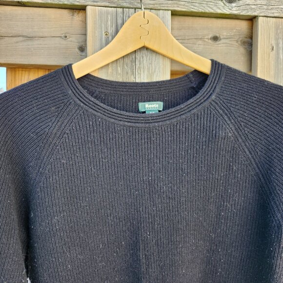 ROOTS Canada Sweater Knit Women's Small Black Cashmere Wool Blend - Picture 4 of 6